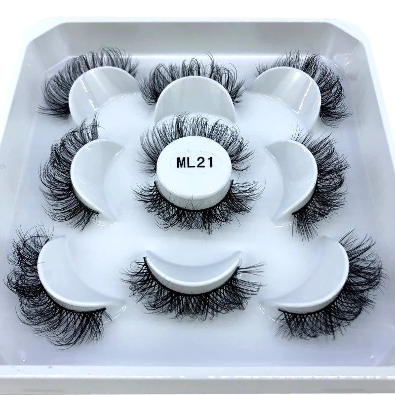 ✨ Wispy Natural 3D Mink Eyelashes (5 Pairs) ✨