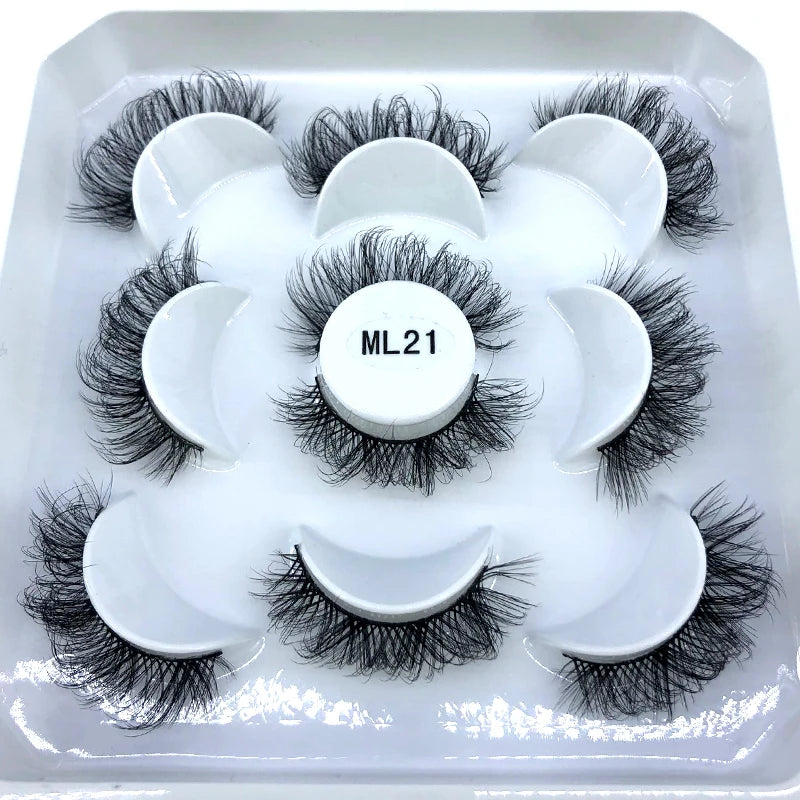 ✨ Wispy Natural 3D Mink Eyelashes (5 Pairs) ✨