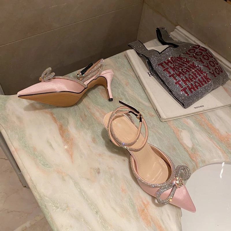 ✨Crystal Bow Pointed Toe Stilettos✨