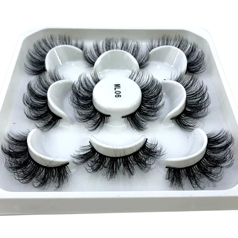 ✨ Wispy Natural 3D Mink Eyelashes (5 Pairs) ✨