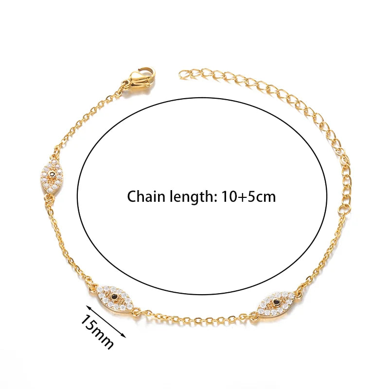 Stainless Steel Pave Evil Eye Bracelet