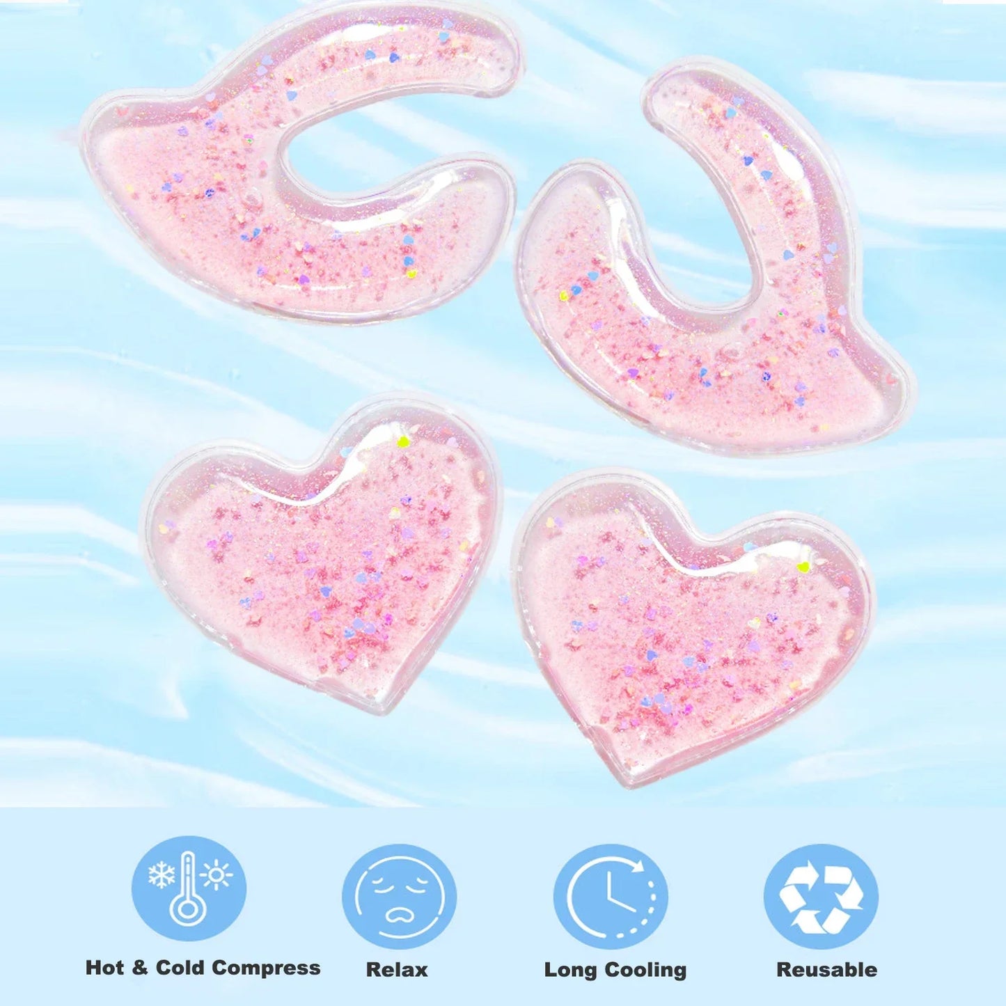 Reusable Heart Glitter Eye Pads Set