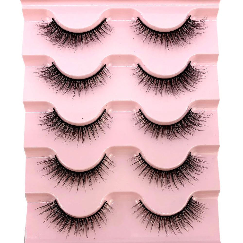 ✨ Wispy Natural 3D Mink Eyelashes (5 Pairs) ✨