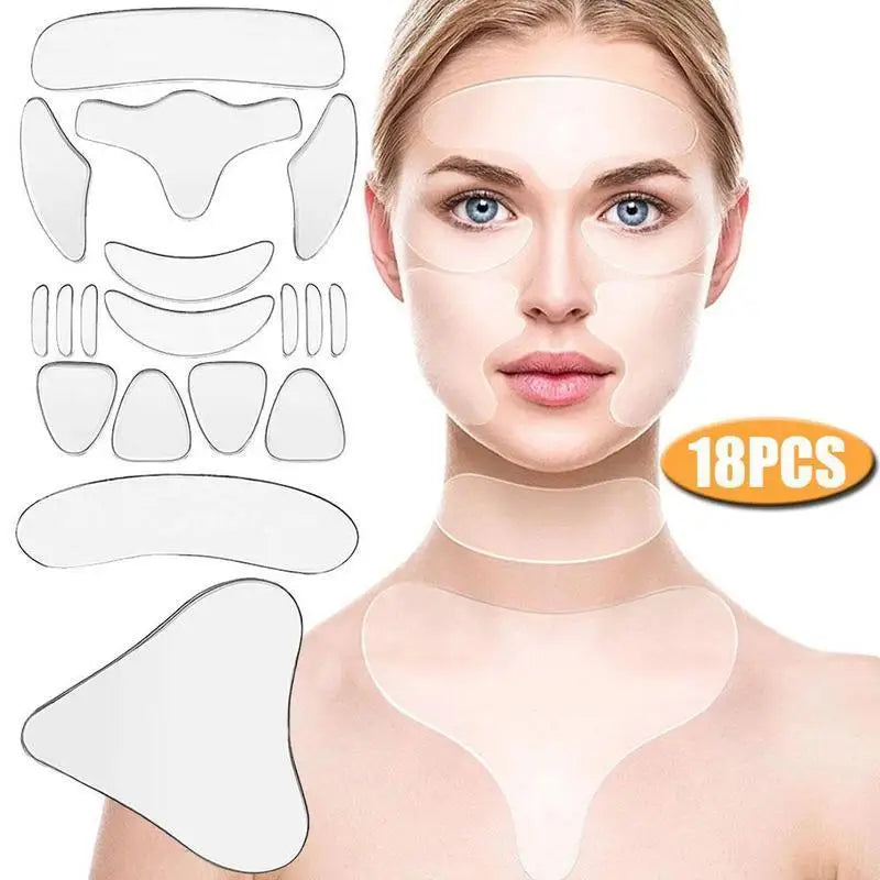 18pcs Reusable Silicone Anti-Wrinkle Patches Set