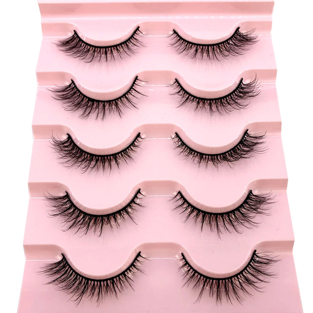 ✨ Wispy Natural 3D Mink Eyelashes (5 Pairs) ✨