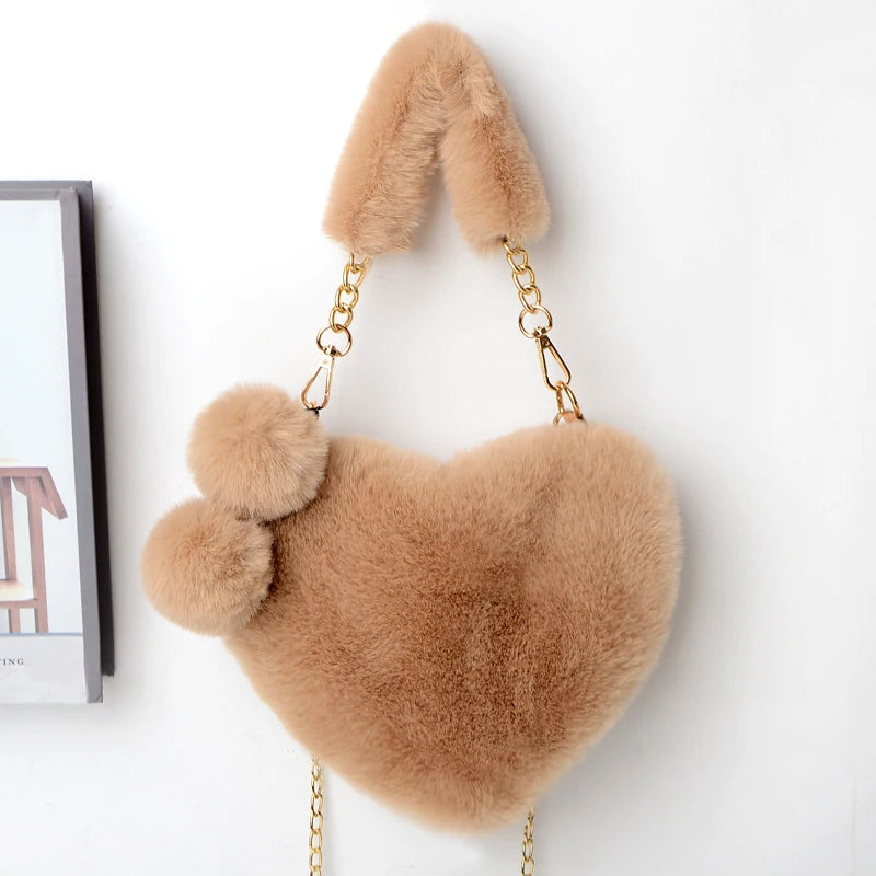 ✨Fuzzy Heart Plush Shoulder Bag✨