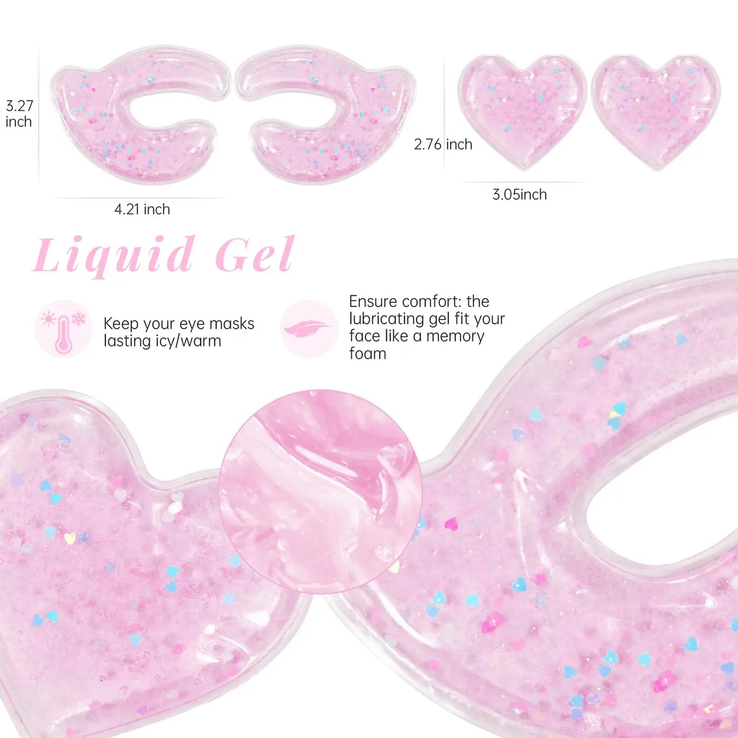 Reusable Heart Glitter Eye Pads Set