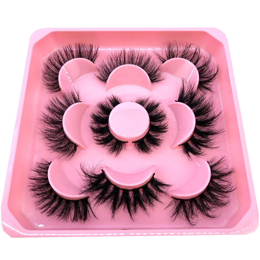 ✨ Wispy Natural 3D Mink Eyelashes (5 Pairs) ✨