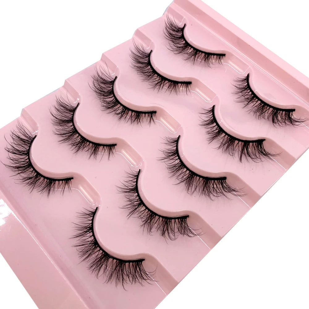 ✨ Wispy Natural 3D Mink Eyelashes (5 Pairs) ✨