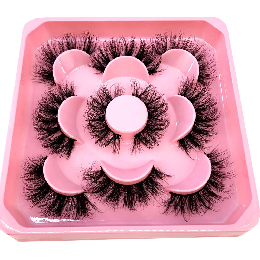 ✨ Wispy Natural 3D Mink Eyelashes (5 Pairs) ✨
