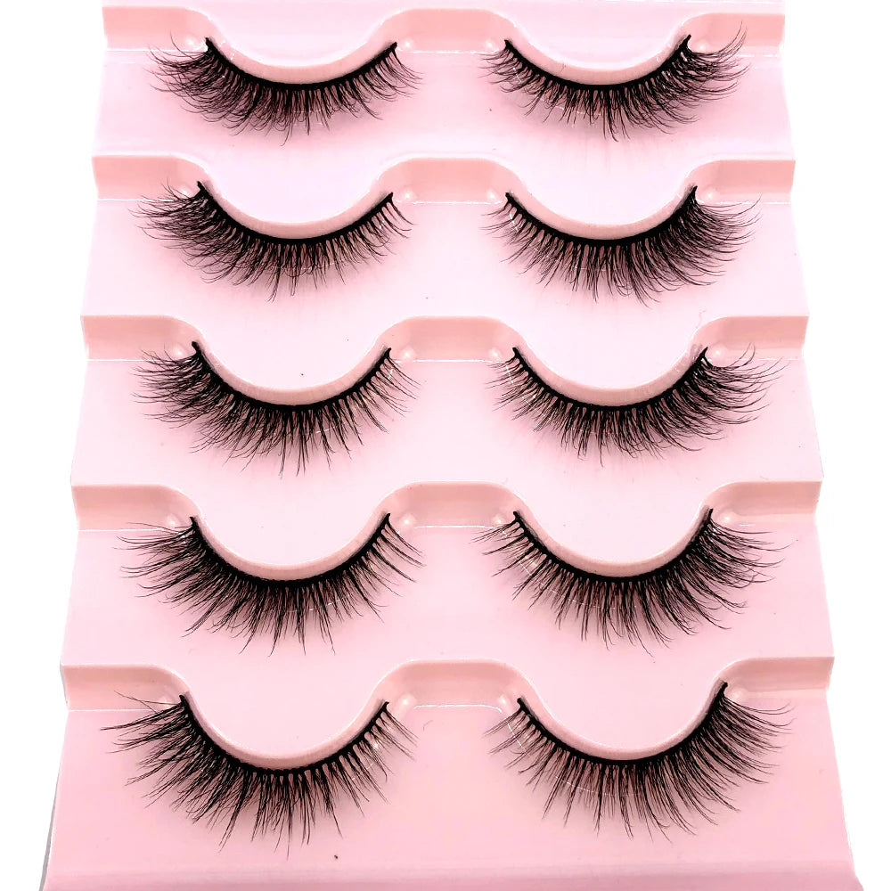 ✨ Wispy Natural 3D Mink Eyelashes (5 Pairs) ✨