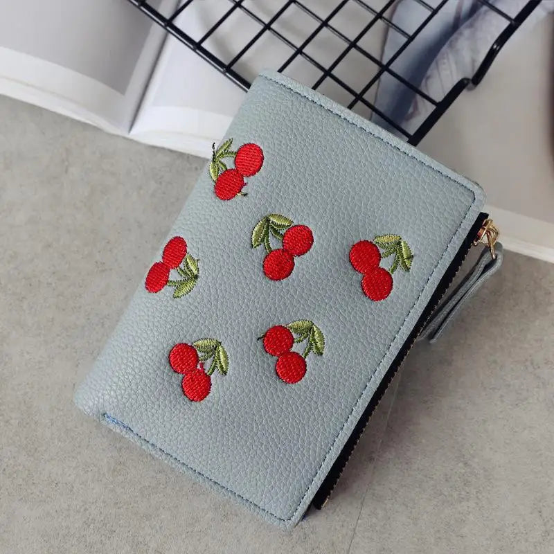 ✨Cherry Embroidered Zipper Wallet✨