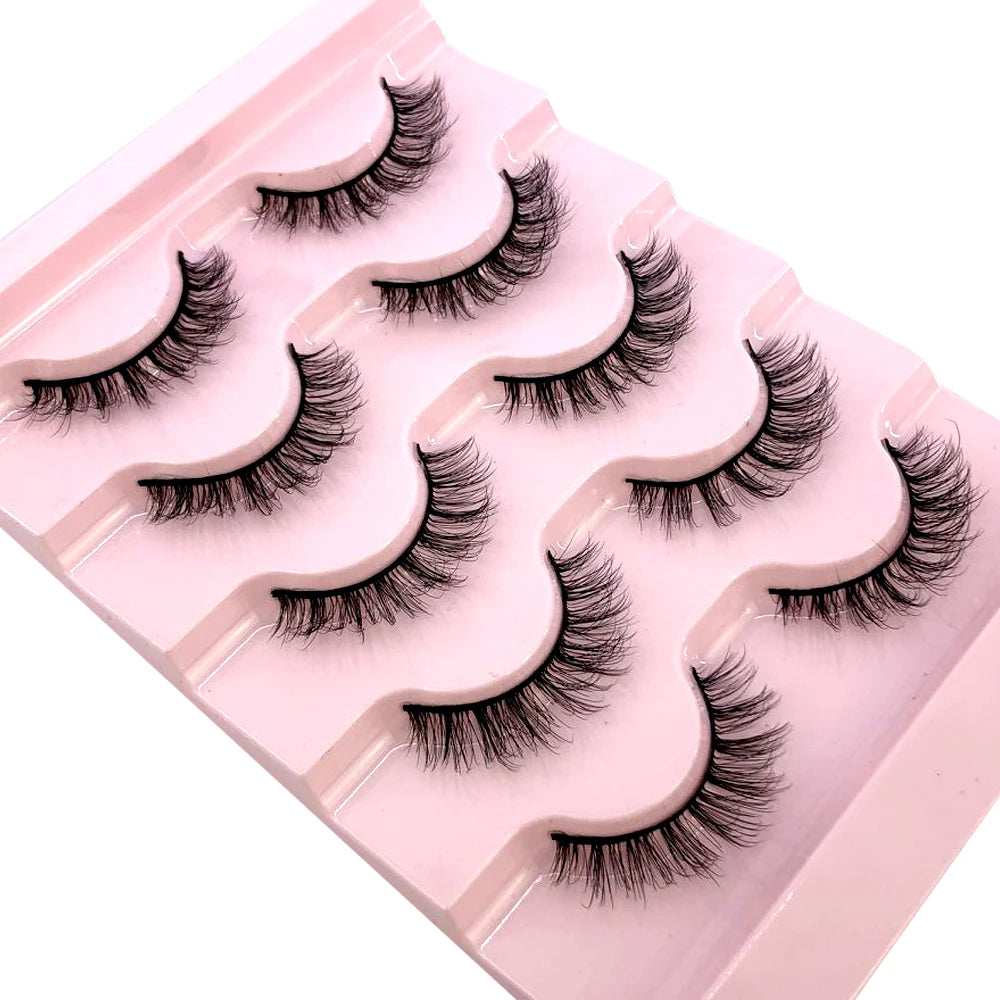 ✨ Wispy Natural 3D Mink Eyelashes (5 Pairs) ✨
