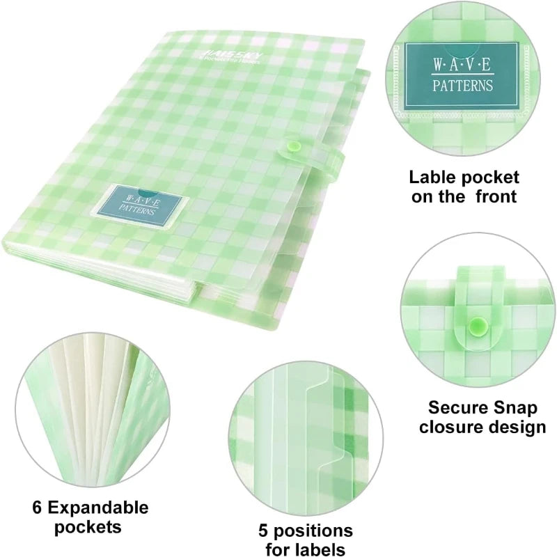 ✨Gingham Expanding File Folder (6 Pockets)✨