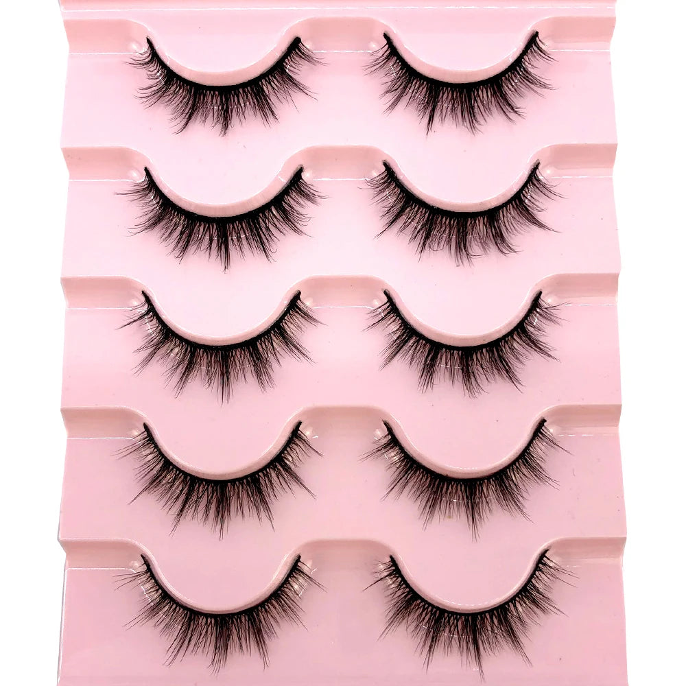 ✨ Wispy Natural 3D Mink Eyelashes (5 Pairs) ✨