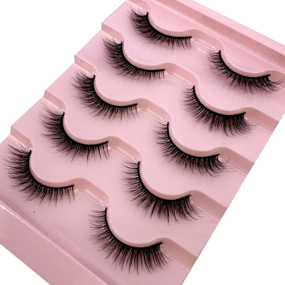 ✨ Wispy Natural 3D Mink Eyelashes (5 Pairs) ✨