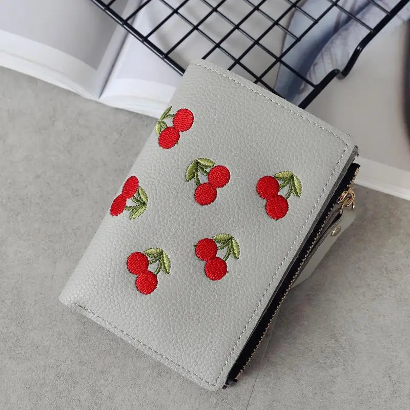 ✨Cherry Embroidered Zipper Wallet✨