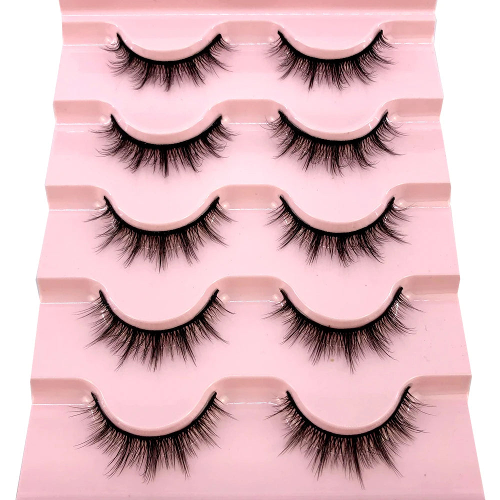 ✨ Wispy Natural 3D Mink Eyelashes (5 Pairs) ✨