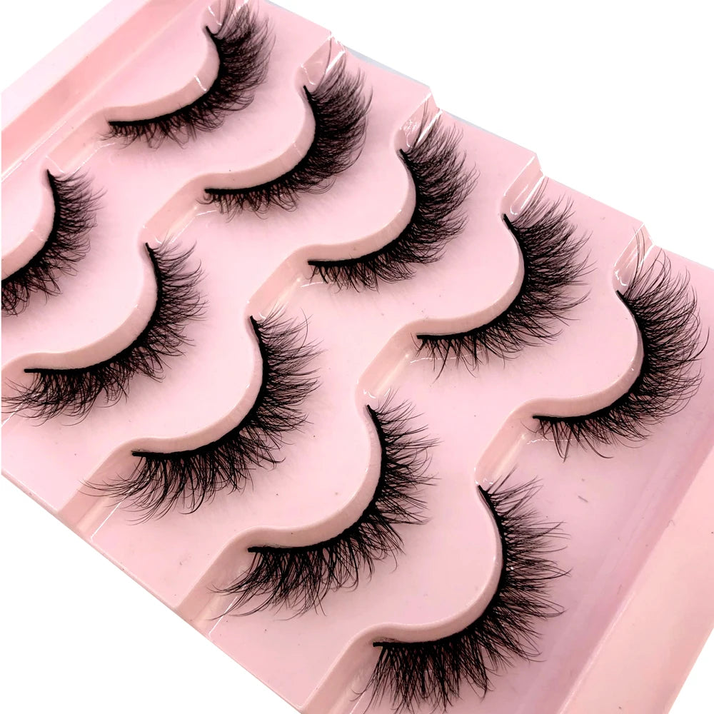 ✨ Wispy Natural 3D Mink Eyelashes (5 Pairs) ✨