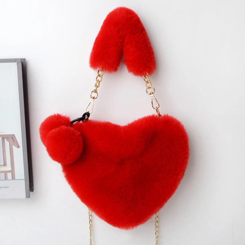✨Fuzzy Heart Plush Shoulder Bag✨