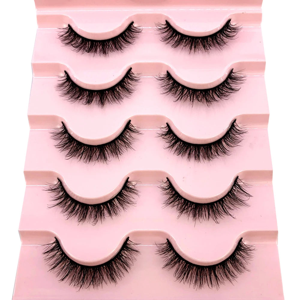 ✨ Wispy Natural 3D Mink Eyelashes (5 Pairs) ✨