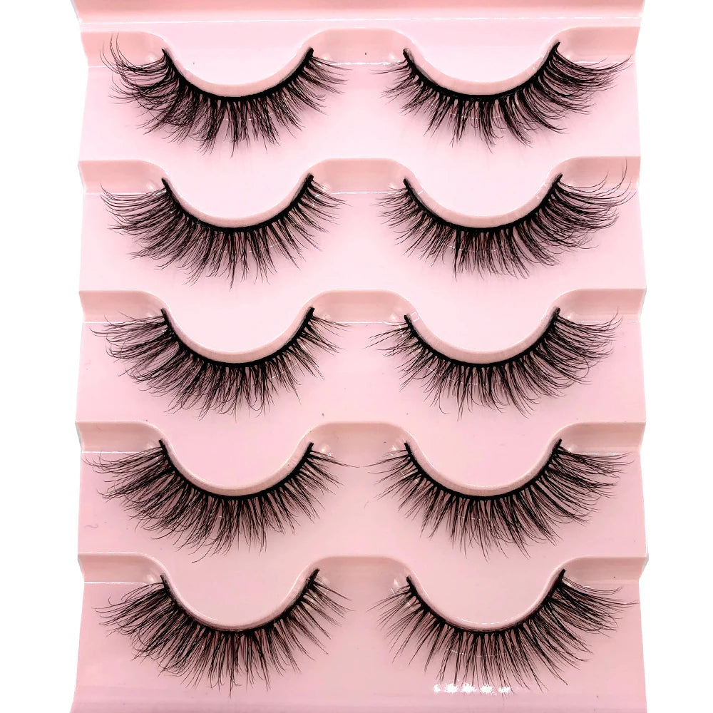 ✨ Wispy Natural 3D Mink Eyelashes (5 Pairs) ✨