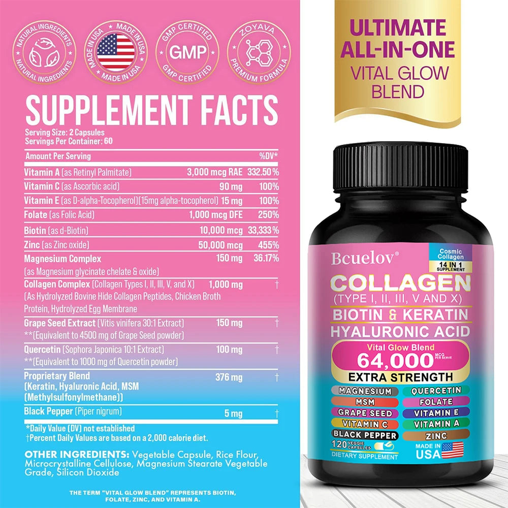 Collagen Peptides Types I, II, III, V & X Supplement