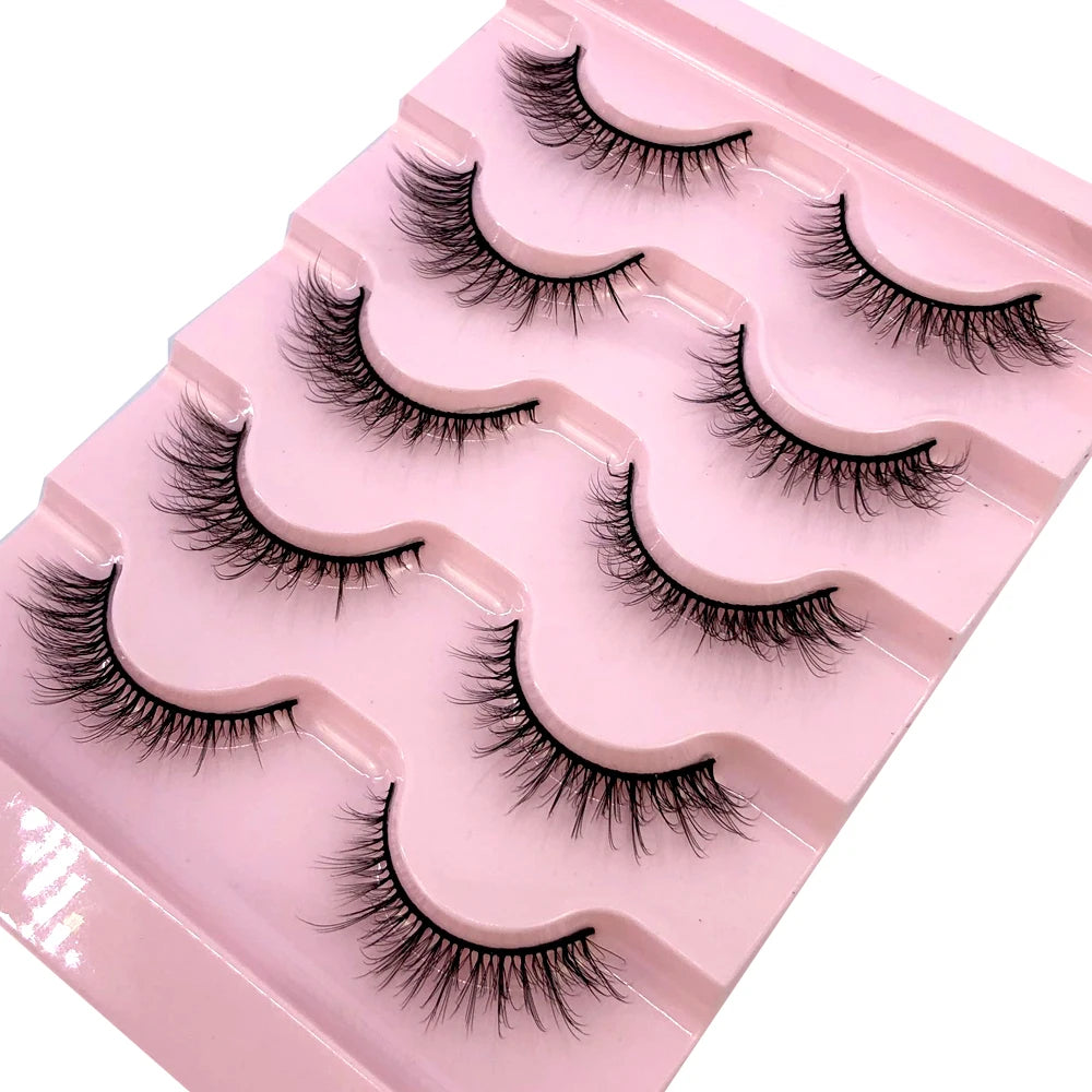✨ Wispy Natural 3D Mink Eyelashes (5 Pairs) ✨