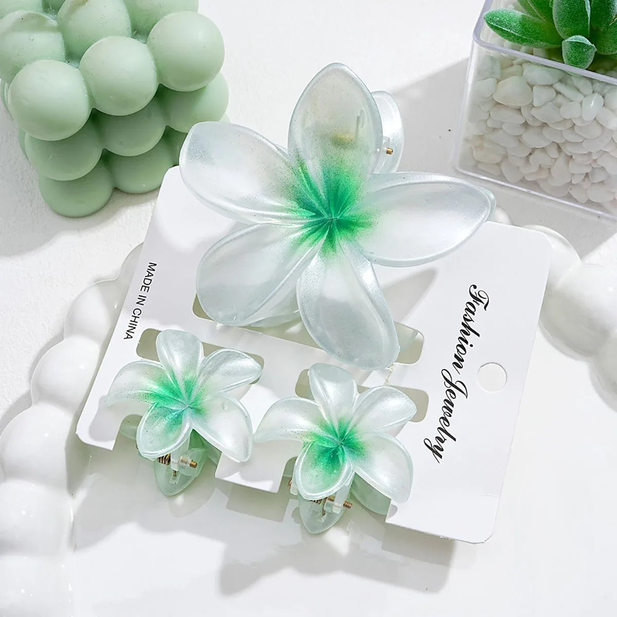 3Pc Iridescent Flower Hair Clip