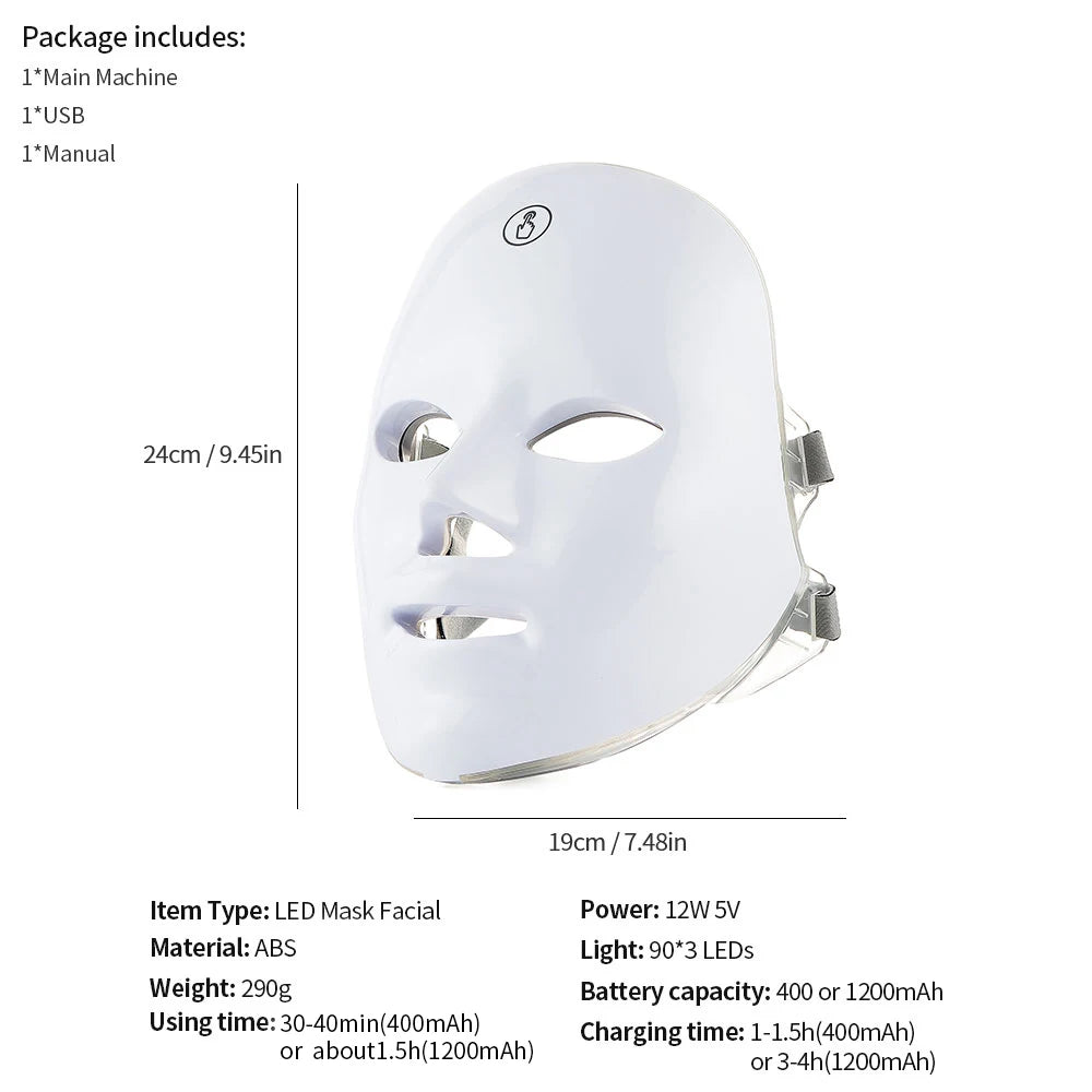 Wireless 7 Colors Pro LED Face and Neck Mask