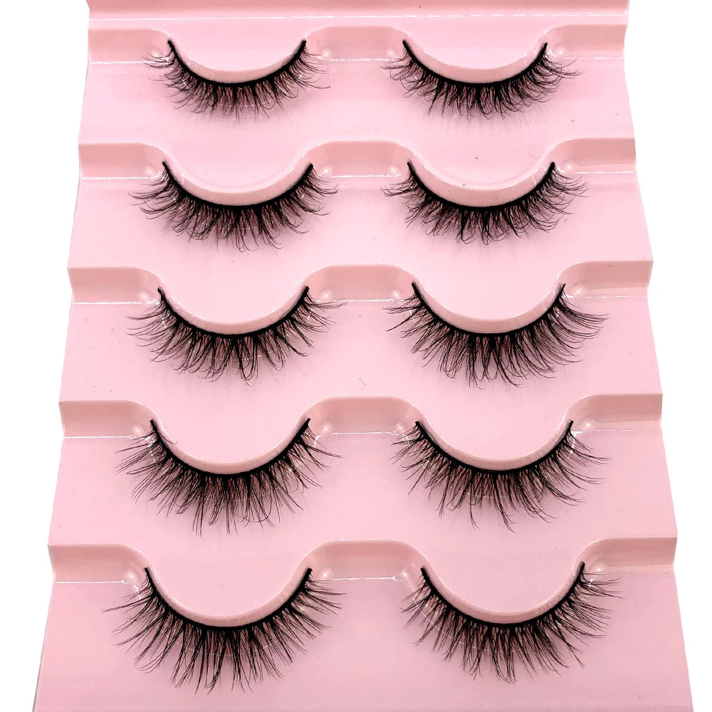✨ Wispy Natural 3D Mink Eyelashes (5 Pairs) ✨