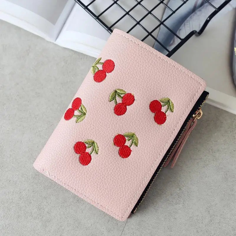✨Cherry Embroidered Zipper Wallet✨