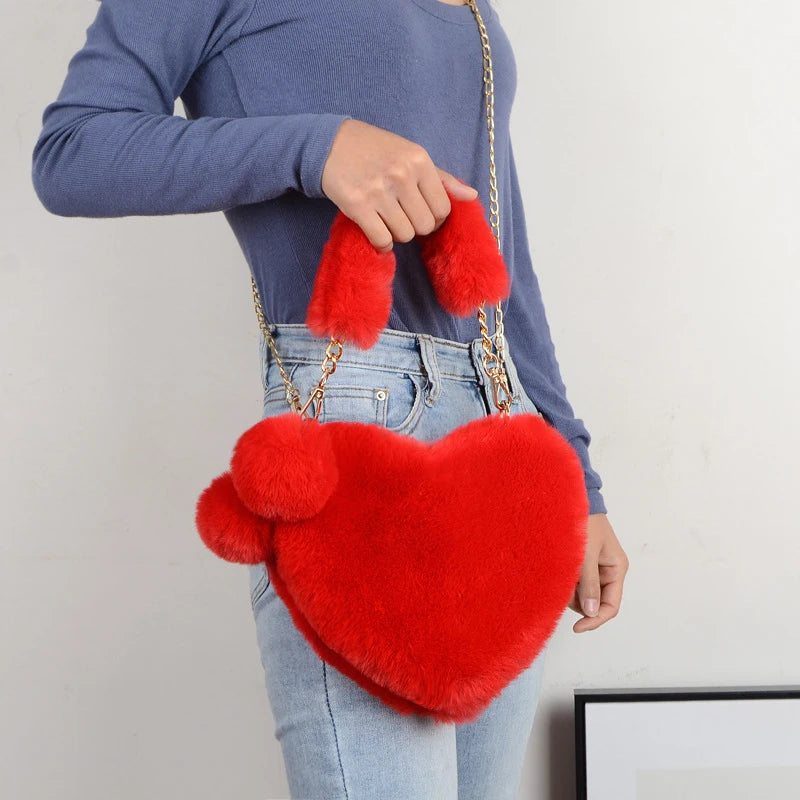 ✨Fuzzy Heart Plush Shoulder Bag✨