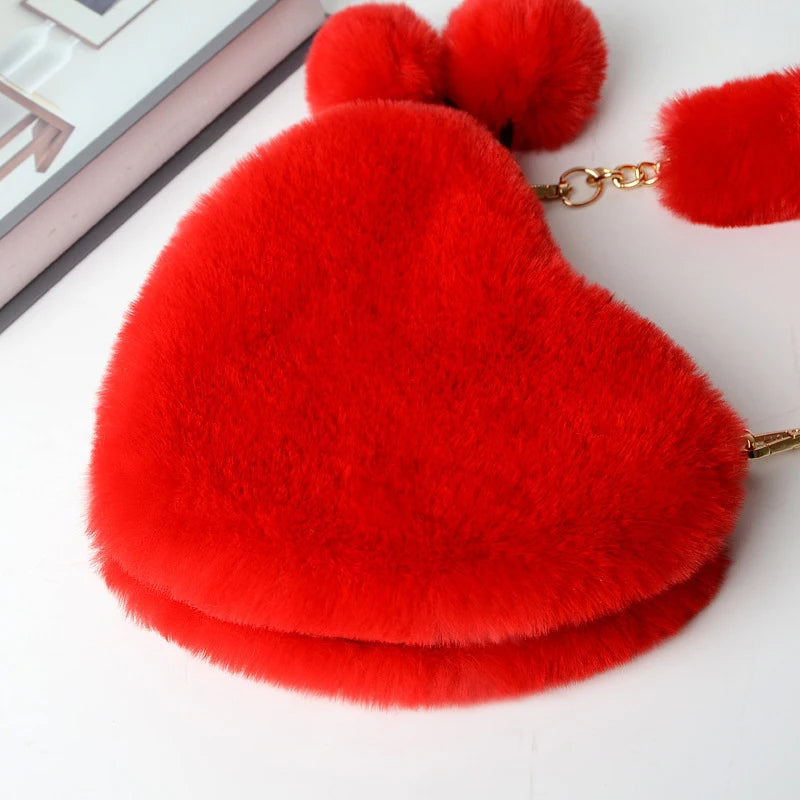 ✨Fuzzy Heart Plush Shoulder Bag✨