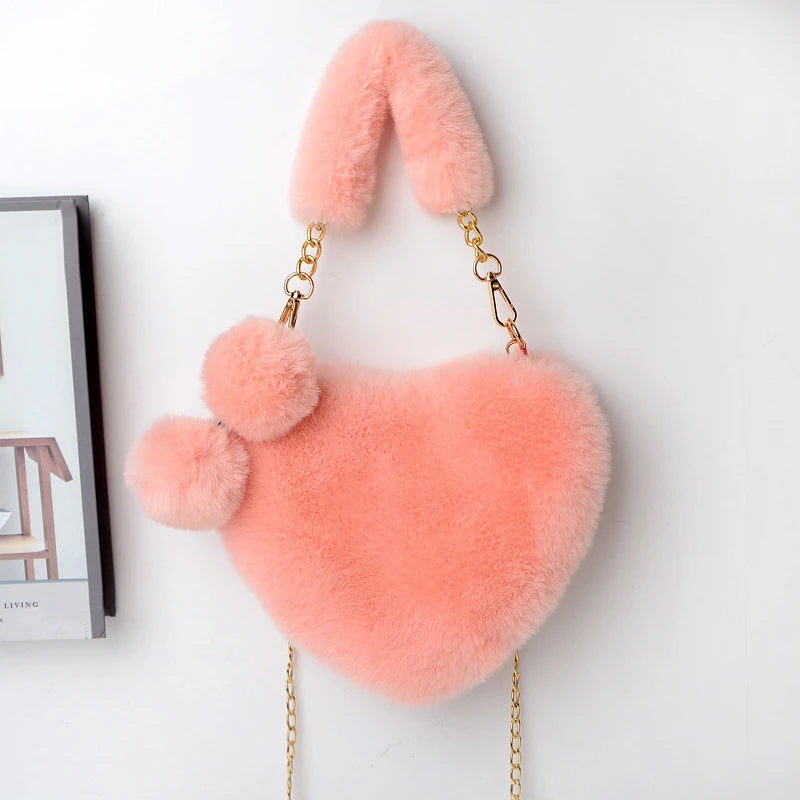 ✨Fuzzy Heart Plush Shoulder Bag✨