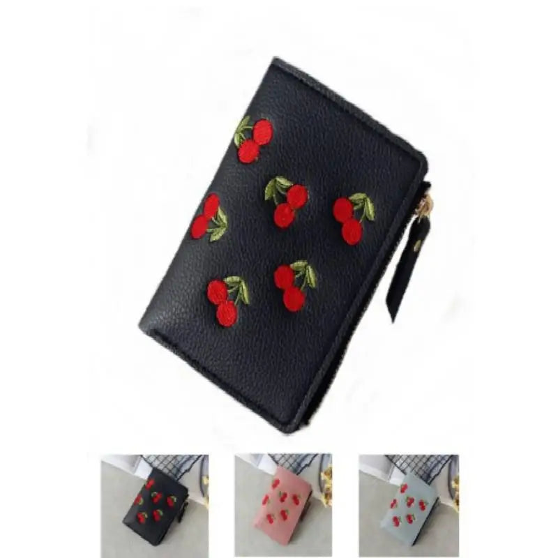 ✨Cherry Embroidered Zipper Wallet✨