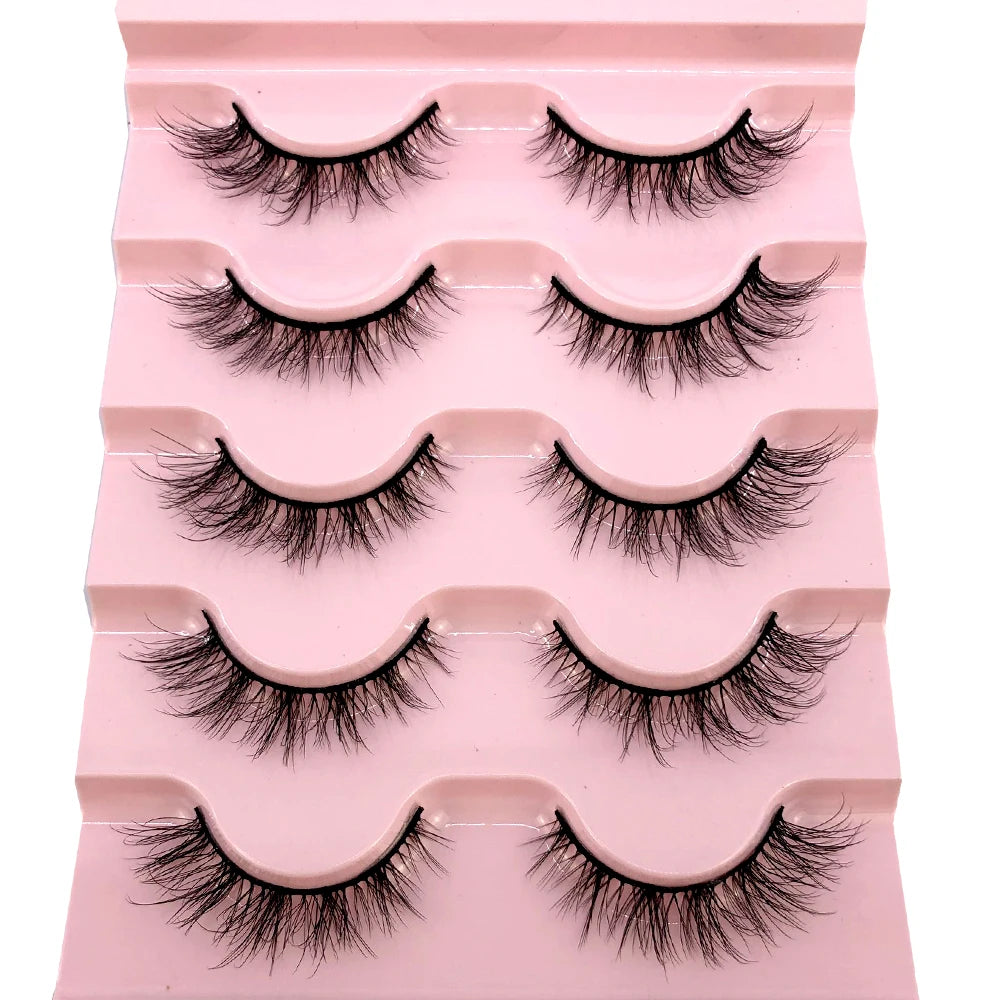 ✨ Wispy Natural 3D Mink Eyelashes (5 Pairs) ✨