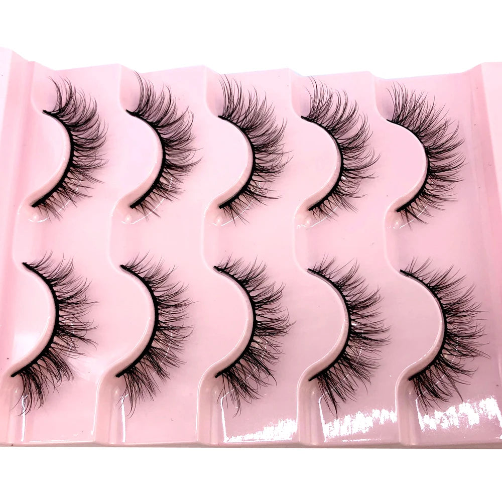 ✨ Wispy Natural 3D Mink Eyelashes (5 Pairs) ✨
