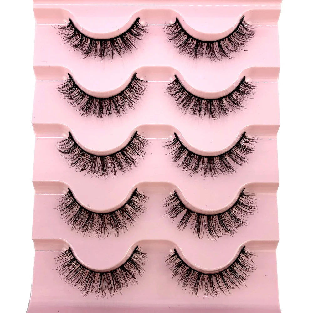 ✨ Wispy Natural 3D Mink Eyelashes (5 Pairs) ✨