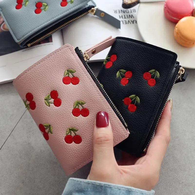 ✨Cherry Embroidered Zipper Wallet✨