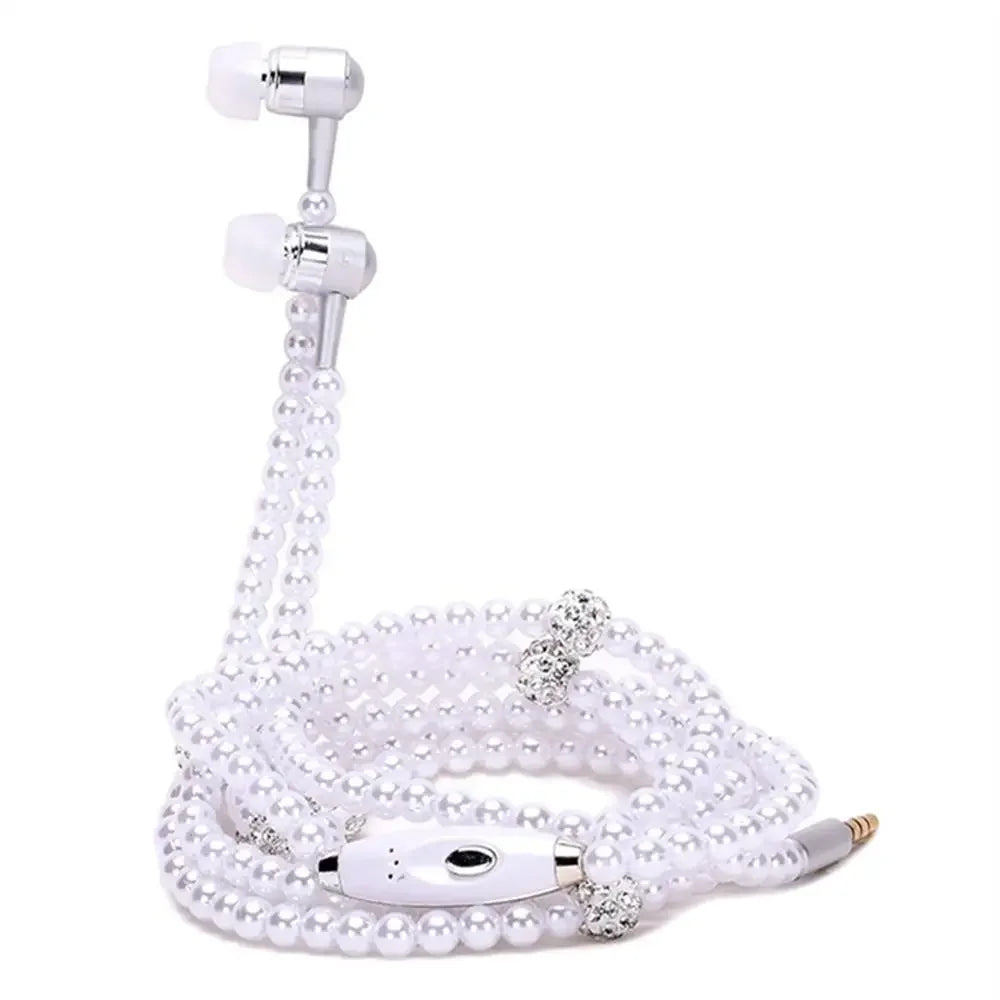 ✨Beaded Pearl Necklace Earphones w/Microphone✨