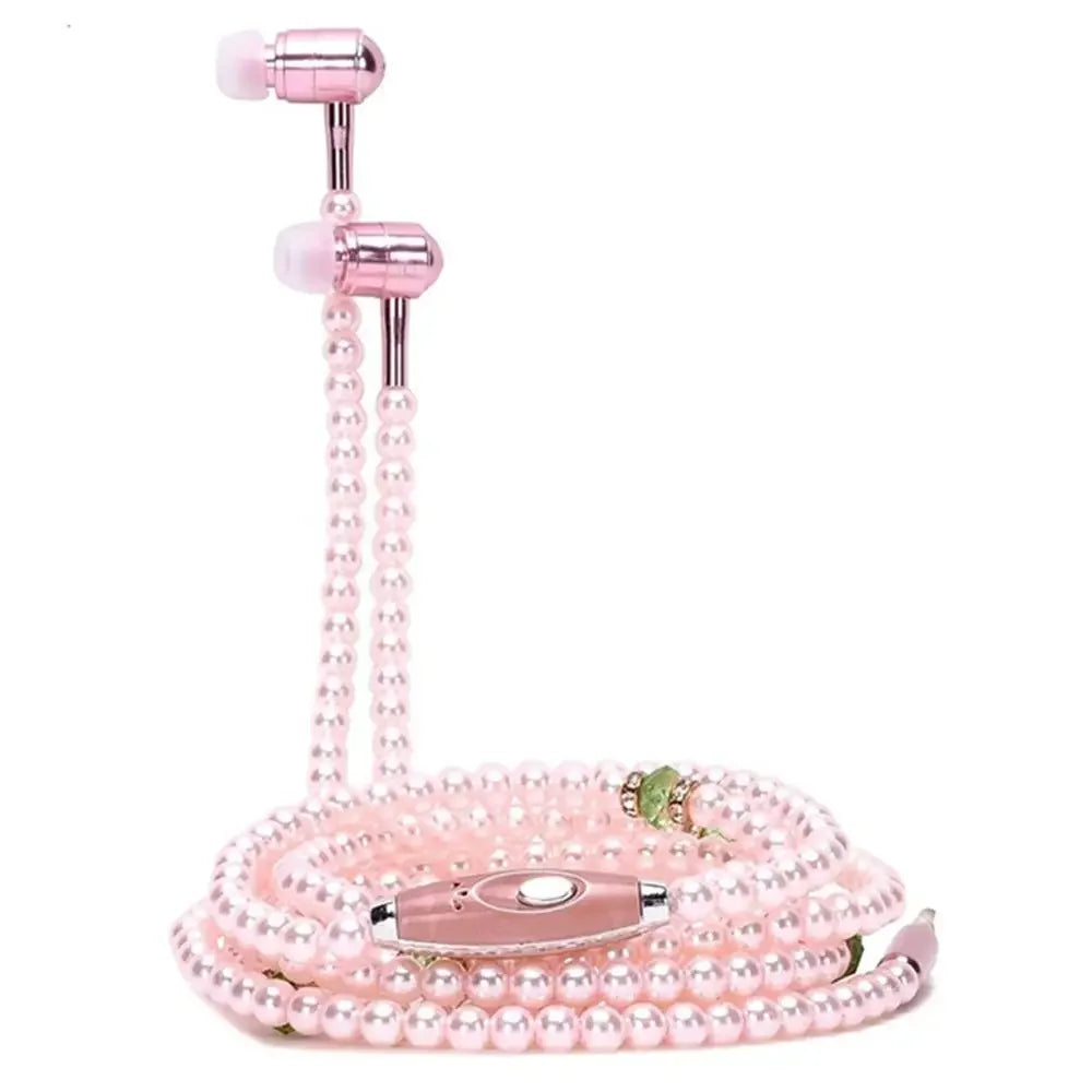 ✨Beaded Pearl Necklace Earphones w/Microphone✨