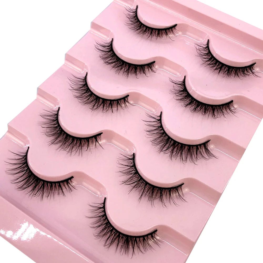 ✨ Wispy Natural 3D Mink Eyelashes (5 Pairs) ✨