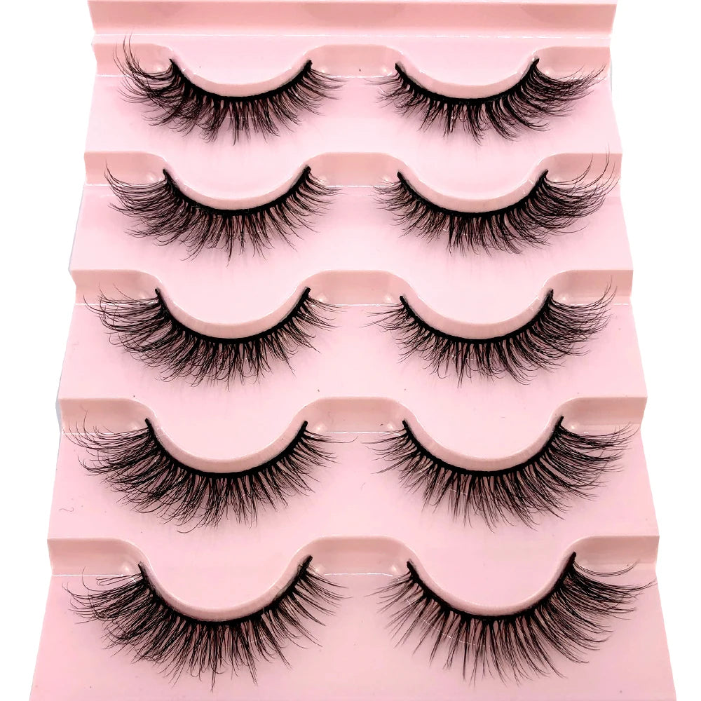 ✨ Wispy Natural 3D Mink Eyelashes (5 Pairs) ✨