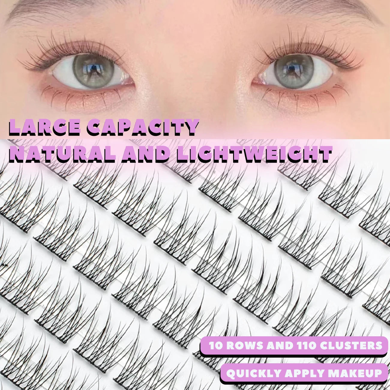 10 Rows Mixed Length Large Cluster Lashes