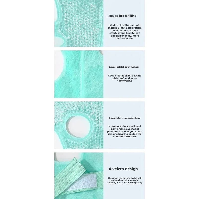 Reusable PVC Gel Cooling Face Mask Set