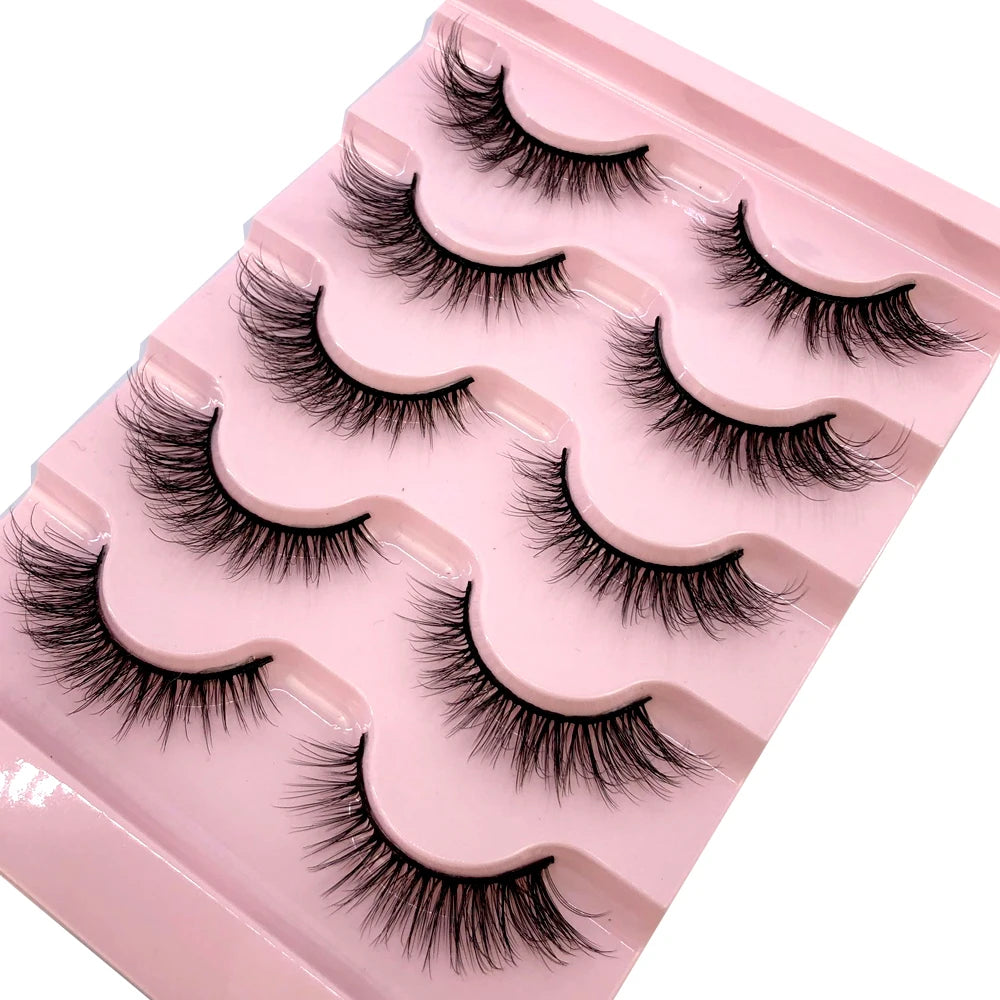 ✨ Wispy Natural 3D Mink Eyelashes (5 Pairs) ✨