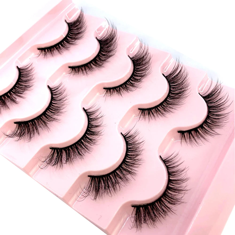 ✨ Wispy Natural 3D Mink Eyelashes (5 Pairs) ✨