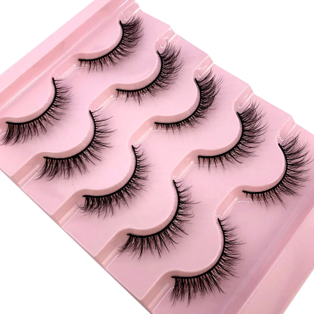 ✨ Wispy Natural 3D Mink Eyelashes (5 Pairs) ✨