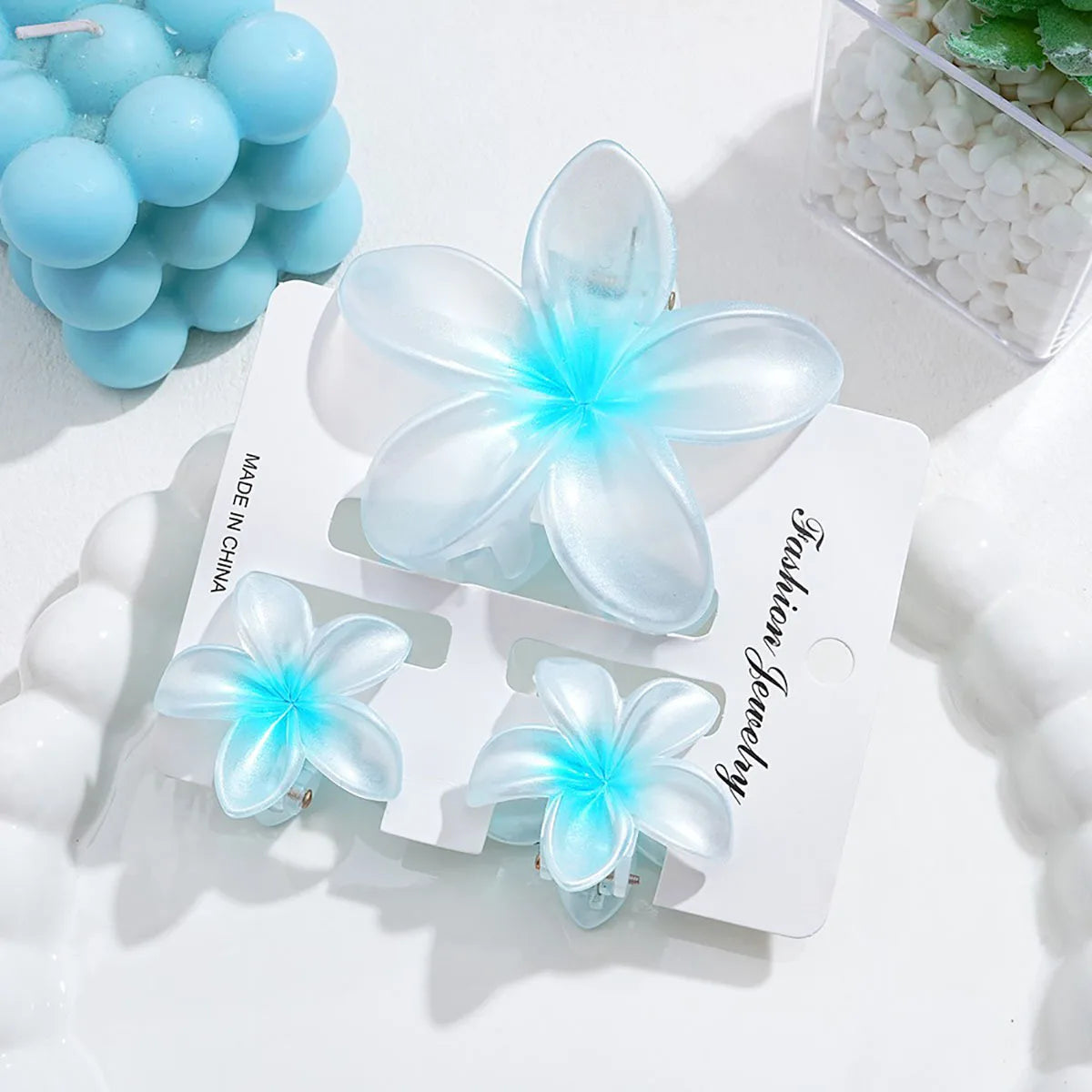 3Pc Iridescent Flower Hair Clip